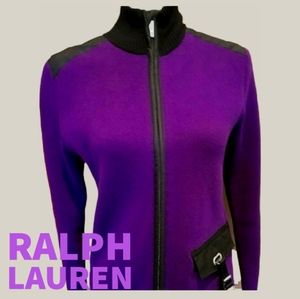 Lauren Active By Ralph Lauren Purple Zip 100% Cotton Cardigan